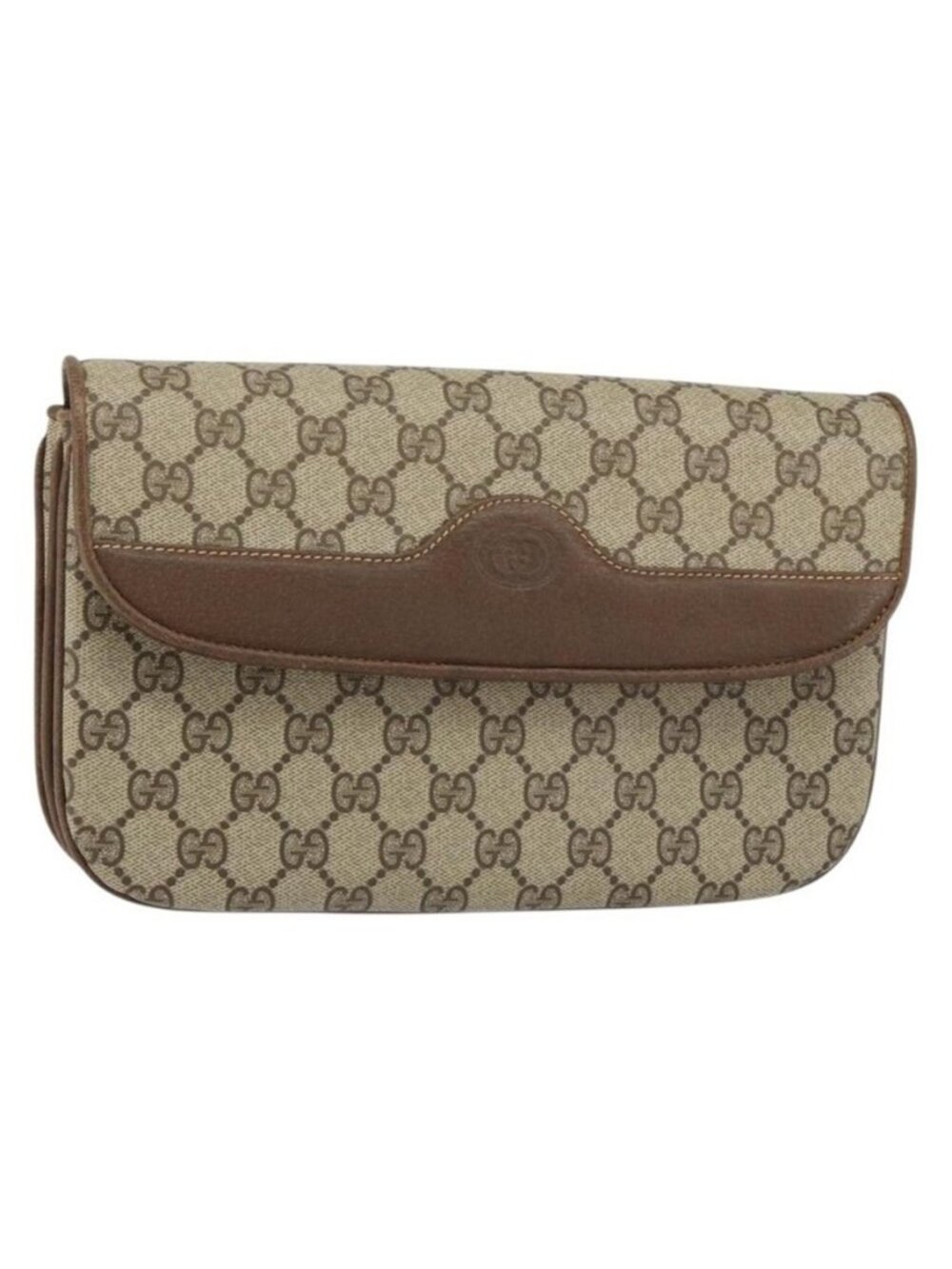 Authentic GUCCI GG Supreme Shoulder Bag PVC Beige Gold 004 106 0024